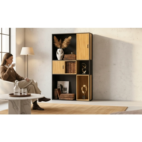 REGAŁ NA KSIĄŻKI METALOWE DREWNO LITE DĄB JESION OLCHA RNK-155